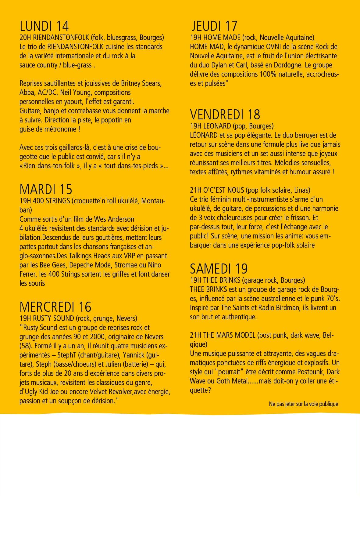 Programme Printemps de Bourges